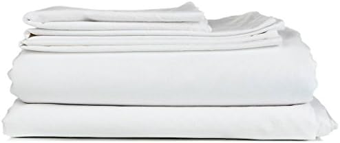 600 Thread Count Solid Pattern 8 Inches Deep Pocket 100% Egyptian Cotton 4 Piece Sheet Set Olympic Queen Size White Color