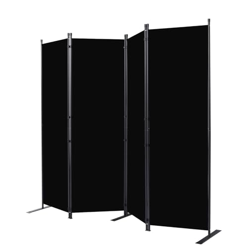 4Panel Room Dividers Screens, Portable Folding Wall Privacy Separation, Freestanding Partition Separator Screen for Home Dorm Studio Office Bedroom, 220 * 44 * 178Cm Black