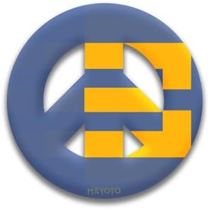 Peace Symbol Window Cling of Blue and Gold College Colors by MEYOTO LLC