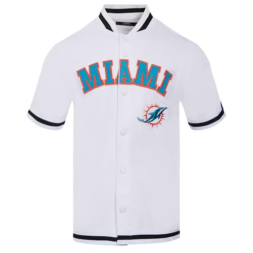 Pro Standard Mens NFL Miami Dolphins Classic Chenille Button Down White/Black XL