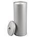 mDesign Toilet Paper Roll Holder, Bowl Brush, Wastebasket Trash Can for Bathroom - Set of 3, Gray