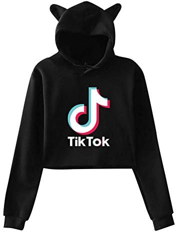Tnilsk Womens Lovely Cat Hoodies Fantasy TIK-Tok Logo Fashion Printed Comfortable Sweatshirt