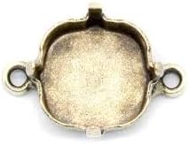 Jewelry Findings, 12-12mm Square Setting with 2 Soldered Loops on the Sides, Qty 24pc. Matte Gold. Great for Making Bracelets. Fits 4470 &amp; 4461 Swarovski Stones.
