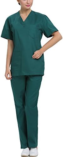 SongXin Women's Scrub Sets / Medical Scrubs (V-Neck) Green XL