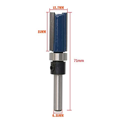 Autoly 2 Flute 1/4 Inch Shank Top Bearing Flush Trim Pattern Router Bit Woodworking Milling Cutter Tool 1set (1/4x1/2x11.9,1/4x1/2x25,1/4x1/2x20) - Thumbnail 2