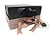 Black Box 6.4'x 8.8'x 3.74' with Magnetic Lid, 2 Ribbons and Thank you Stickers for Groomsman, Wedding, Christmas, Halloween, Birthday, Fathers Day