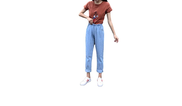ADELINA Pantalon Moda Mujer Elegante Jeans Damas Suelto Cintura Elástica  Primavera Moda Completi Y Otoño Ropa De Estudiante Cintura Alta Pantalones  De Harén Rectos Pantalones Recortados: Amazon.es: Ropa
