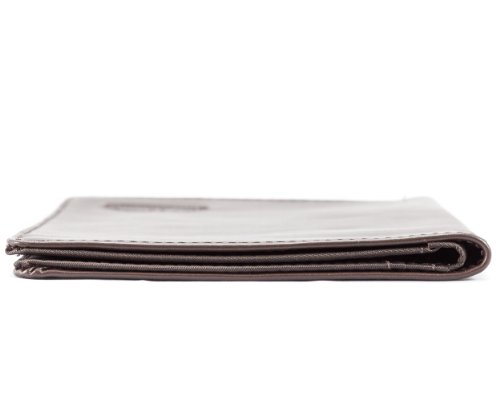 Big Skinny Men's Hipster Leather Bi-Fold Slim Wallet, Holds Up to 40 Cards, Brown