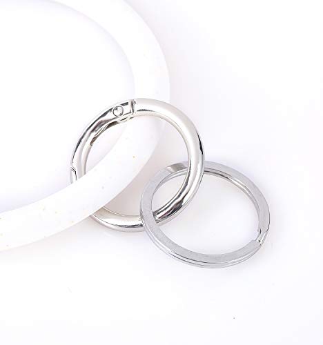 Coolcos Women & Kids Soft Large Circle Silicone Bracelet Keychain Circle Round Bangle Keyring Smooth & Flexible (White Confetti)