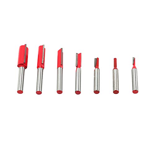 1/4"Inch Shank Dual Flute Cutter Straight Bit Router Bits Rotary Tool for Woodworking Blade Dia 3-12mm 7 Pcs