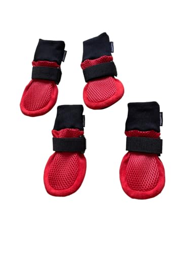 Vibrant Fellow Paw Protector Dog Boots Breathable Protective and Skid-proof Colour Red Set of 4 Size Small