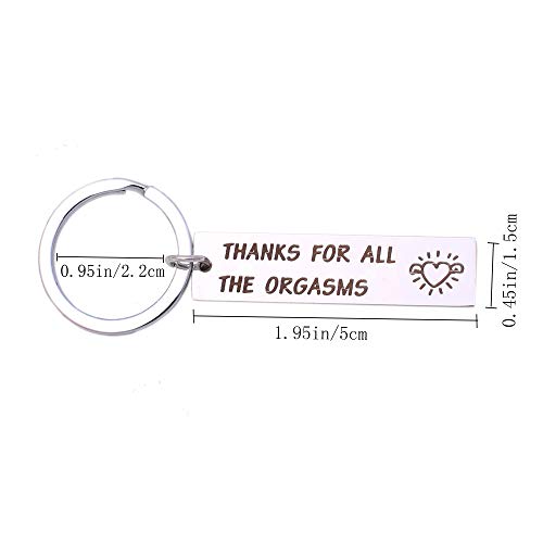 Funny Stainless Steel Keychain for Boyfriend Husband, Naughty Couple Gift, Thanks for All The Orgasms.