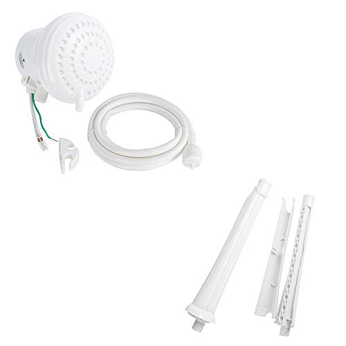 New Electric Shower Head Heater Instant Hot Water Heater Bath with Wall Support/Tube Plastic Pipe Three Water Temperature Control - Thumbnail 4