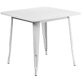 Flash Furniture 31.5'' Square White Metal Indoor-Outdoor Table