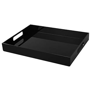 Belle Vous Zwart Acryl Plastic Dienblad met Handvatten – L40,5 x B30 cm – Groot Driehoeks Decoraties Knoei Vrije Tafel…