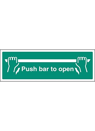 Caledonia Signs 12052G Push Bar to Open Sign, Rigid Plastic, G: 300 mm x 100 mm