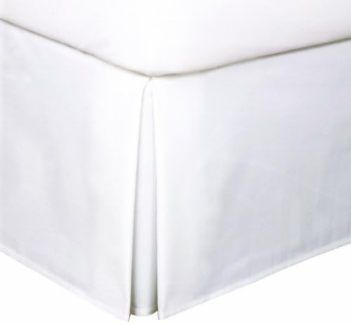 Hotel Quality 600TC 1PC Pleated Bed Skirt 18" Drop Length 100% Egyptian Cotton 600 Thread Count {Queen , White Solid}