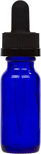 1/2 oz Cobalt Blue Boston Round Bottle w/ Black Child Resistant Dropper 25 Pack