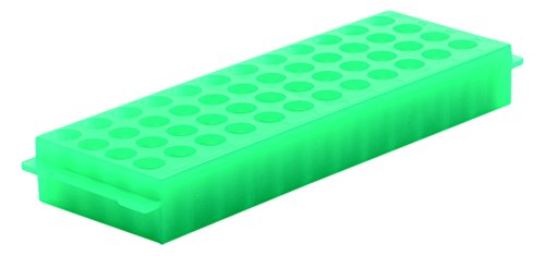 Camlab Plastics RTP/7110-48G 48 Well Polypropylene Reversible Rack, Green