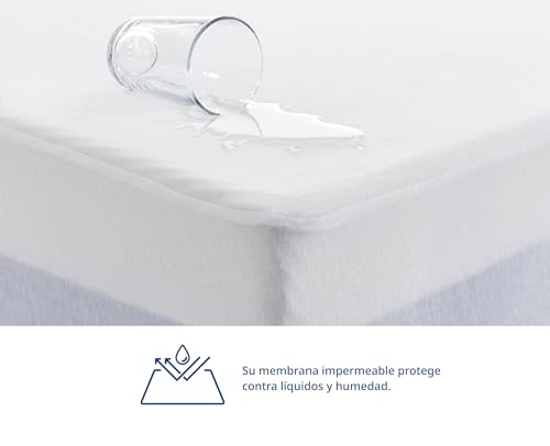 Luuna Protector de Colchón Liso, Cubrecolchón Impermeable, Protector Colchón Individual, Color Blanco