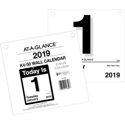 AT-A-GLANCE 2019 Daily Wall Calendar Refill, 8-1/2