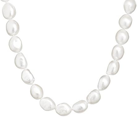 Sterling Silver Cultured Freshwater High Luster White Baroque Pearl Necklace, 11-12mm, 18"