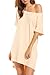 HOTOUCH Women's Casual Plain Short Sleeve Simple Tshirt Loose Dress Off Shoulder, Small, Beige