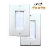 iGreely Brush Wall Plate, Decora Style, Cable Pass Through Insert for Wires, Single Gang Cable Access Strap, Wall Socket Plug Port for HDTV, HDMI, Home Theater Systems and More - 2Pack White