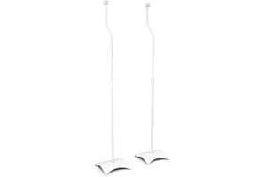 AVF EAK80W-A Speaker Floor Stands, Metal Base, Adjustable Height (Set of 2), White