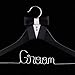Ella Celebration Groom Hanger for Tuxedo or Suit, Hangers for Bridal Party, Wooden and Wire, Black Wood (Groom)