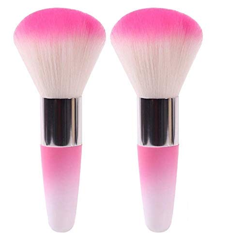 2 Pieces Colorful Soft Brushes Powder Brush Nail Arts Dust Cleaner Brush For Makeup Or Nail Arts, Pink
