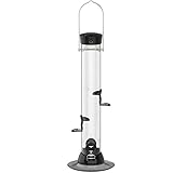 Droll Yankees Onyx Clever Clean and Fill Mixed Seed Bird Feeder, 18 Inches, 4 Ports, Black