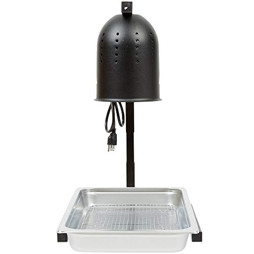 Avantco Black 2 Bulb Free Standing Heat Lamp/Food Warmer compatible Pan and Grate - 120V, 500W - Thumbnail 2