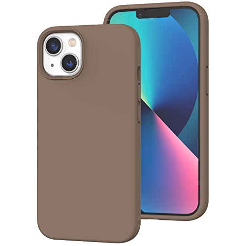 K TOMOTO Compatible with iPhone 13 Case for Women and Men, [Full-Body Protection] [Anti-Fingerprint] [Soft-Touch] Shockproof Soft Silicone Phone Case for iPhone 13 6.1", Light Brown