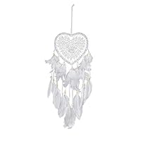 AEVIO Dream Catcher Handmade Heart Shaped Design Dreamcatcher Feather Wall Hanging Home Decor Car Ornament(White)