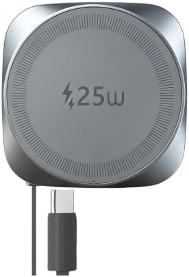 25W Wireless Ladegerät Magnetisches mit einziehbarem USB-C Kabel 0,7 m, 25W Qi2.2 Mag Safe iPhone Schnellladegerät für iPhone 17/16/15/14/13/12, Kabellos Ladegerät Pad für Samsung Galaxy, Pixel usw