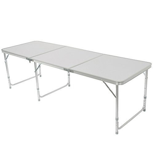 Z ZTDM Aluminum Alloy 3-Fold Camping Table, Folding as a Carry Bag Adjustable Height Light Weight & Stability, Outstanding Length 71″, Perfect for Family Reunions, Picnics, Camping Trips, Buffets,BBQ