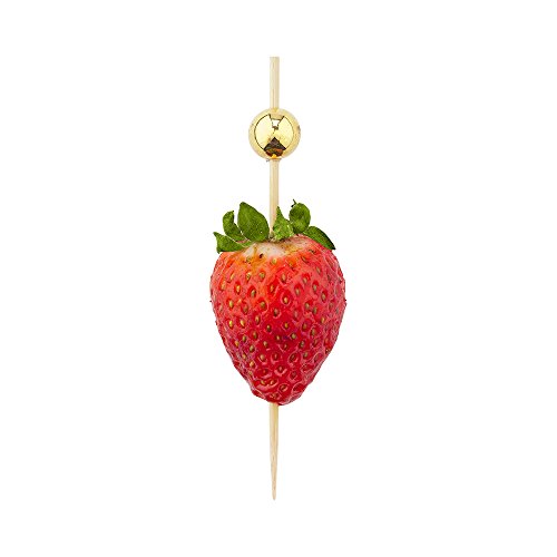 Restaurantware Gold Sphere Pick, Acrylic Gold Ball Skewers, Food Picks, Sticks - 4" - Perfect for Serving Appetizers and Cocktail Garnishes - Natural Color - 1000ct - Restaurantware - Thumbnail 6