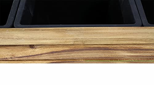 Pflanzkasten „Akazie“ aus Holz mit 3 Einsätzen, 81x29x34 cm, Pflanzer, Blumen & Pflanztopf, modernes Design – Bild 4