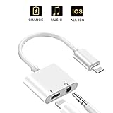 Headphone Adapter for iPhone X/XS/XS MAX/XR/8/ 8Plus/ 7/7 Plus Headset Adaptor Splitter Mini Earphone Connector Convertor 2 in 1 Accessories Cables Call Charge Music Wire White Support All iOS System