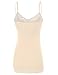RT1004 Ladies Adjustable Spaghetti Strap Lace Trim Long Tunic Cami Tank Top Nude S