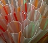 150 Count EXTRA WIDE Fat Boba Drinking Straw 8 1/2" Striped.