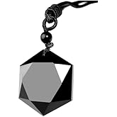 Black Obsidian Necklace Men Hexagram Natural Stone Crystal Pendant for Women Protection Premium Talisman Necklaces Couples Gift