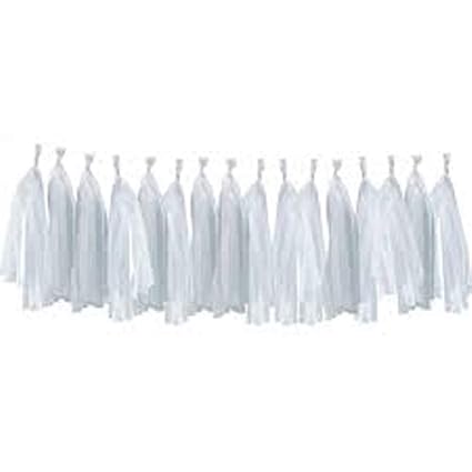 Kala Decorators White Tissue Paper Tassel Garland For Birthday