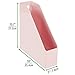 mDesign Plastic Slim Vertical File Folder Storage Organizer Bin with Handle - Hold Notebooks, Binders, Envelopes, Magazines for Home Office, Work Desktops, Ligne Collection, 2 Pack, Light Pink