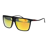 Mens mirrored Lens Kush Pot Head Flat Top Wavy Arm Sport Oversize Sunglasses Orange