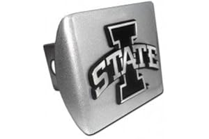 ELEKTROPLATE Iowa State Cyclones"Brushed Silver with I State Emblem" Metal Trailer Hitch Cover Fits 2 Inch Auto Car Truck Receiver with NCAA College Sports Logo