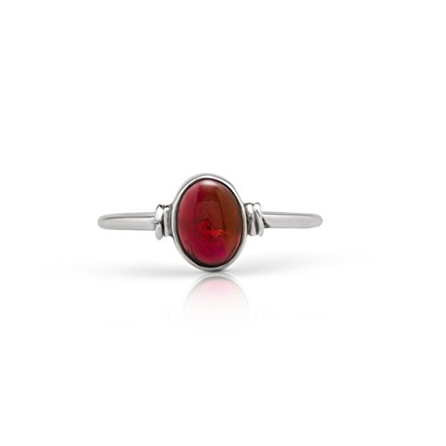 Oval garnet stone delicate ring 925 sterling silver vin…