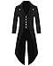 DarcChic Mens Gothic Tailcoat Jacket Black Steampunk VTG Victorian Coat (XL, Black/brassy button)