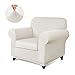 CHUN YI 2-Piece Stretch Polyester and Spandex Rhombus Jacquard Sofa Slipcovers Durable Soft Sofa Cover High Elastic Armchair Slipcover Easy Fitted 1 Seat Couch Cover (Chair, Cream White)